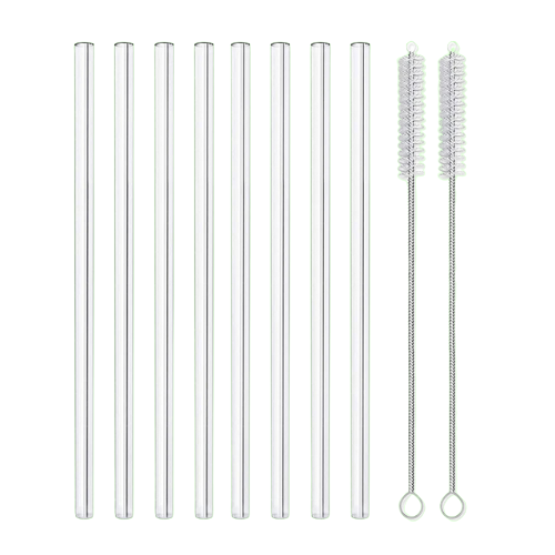 Pailles réutilisables en verre | Lot de 4/8 avec goupillon, transparentes - Verdyo