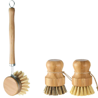 Brosse lavage bambou ergonomique | Fibres naturelles résistantes zéro déchet | Verdyo
