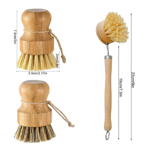 Brosse lavage bambou ergonomique | Fibres naturelles résistantes zéro déchet | Verdyo