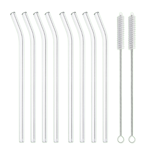 Pailles réutilisables en verre | Lot de 4/8 avec goupillon, transparentes - Verdyo