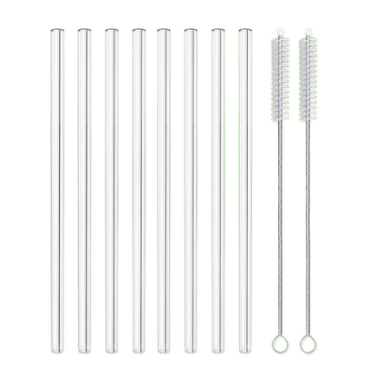 Pailles réutilisables en verre | Lot de 4/8 avec goupillon, transparentes - Verdyo