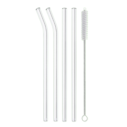 Pailles réutilisables en verre | Lot de 4/8 avec goupillon, transparentes - Verdyo