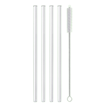 Pailles réutilisables en verre | Lot de 4/8 avec goupillon, transparentes - Verdyo