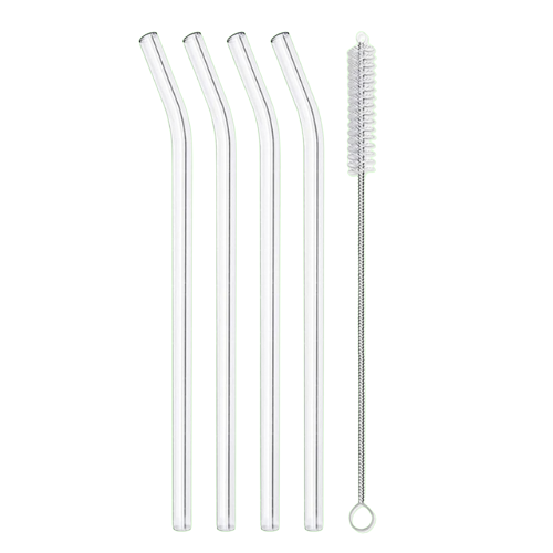 Pailles réutilisables en verre | Lot de 4/8 avec goupillon, transparentes - Verdyo