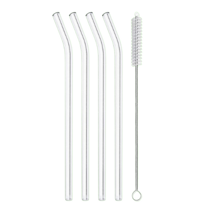 Pailles réutilisables en verre | Lot de 4/8 avec goupillon, transparentes - Verdyo